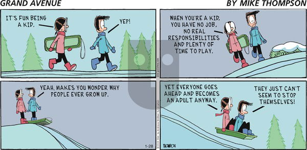 Grand Avenue on Sunday January 28, 2024 Comic Strip