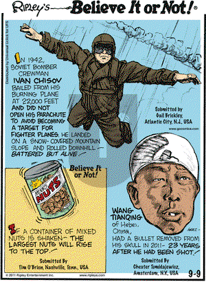 Ripley's Believe It or Not on Friday September 9, 2011 Comic Strip