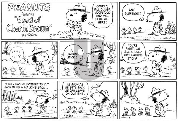 Peanuts on Sunday March 21, 1982 Comic Strip