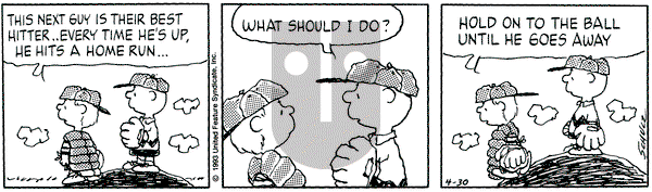 Peanuts on Friday April 30, 1993 Comic Strip