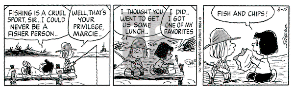 Peanuts on Thursday August 15, 1996 Comic Strip