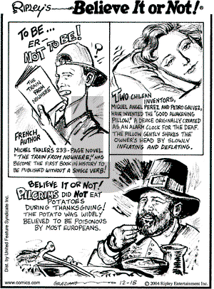 Ripley's Believe It or Not on Saturday December 18, 2004 Comic Strip