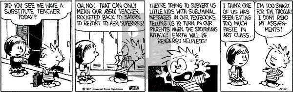 Calvin and Hobbes - Tuesday December 8, 1987 Comic Strip