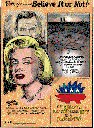 Ripley's Believe It or Not on Thursday August 23, 2018 Comic Strip