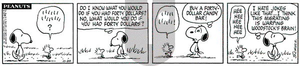 Peanuts on Monday November 20, 1972 Comic Strip