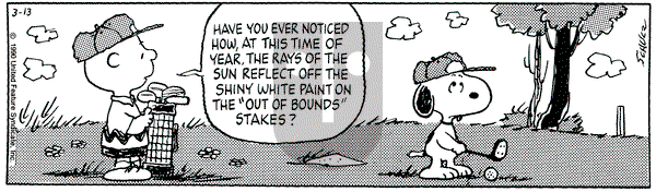 Peanuts on Tuesday March 13, 1990 Comic Strip