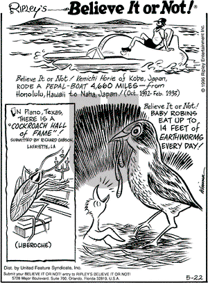 Ripley's Believe It or Not on Wednesday May 22, 1996 Comic Strip