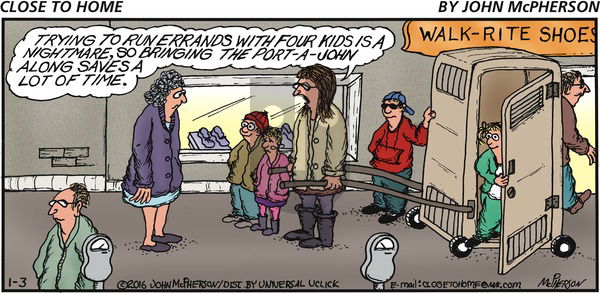 Close to Home on Sunday January 3, 2016 Comic Strip