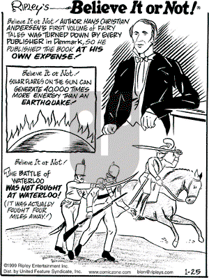 Ripley's Believe It or Not on Monday January 25, 1999 Comic Strip
