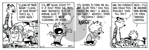 Calvin and Hobbes on Wednesday June 21, 1989 Comic Strip