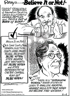 Ripley's Believe It or Not on Wednesday June 4, 2003 Comic Strip