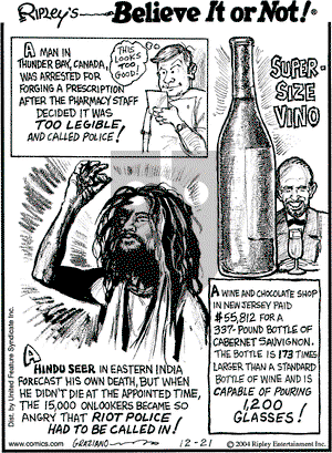 Ripley's Believe It or Not on Tuesday December 21, 2004 Comic Strip