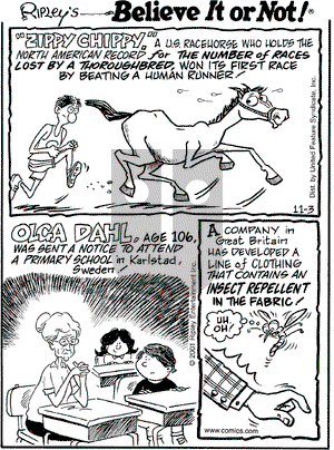 Ripley's Believe It or Not on Saturday November 3, 2001 Comic Strip
