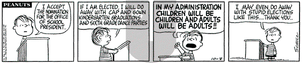 Peanuts on Thursday October 8, 1964 Comic Strip