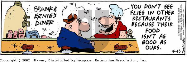 Frank and Ernest on Saturday April 13, 2002 Comic Strip