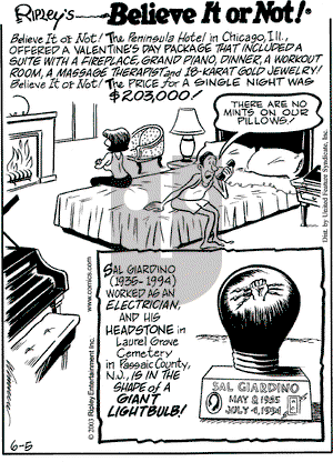 Ripley's Believe It or Not on Sunday September 7, 2003 Comic Strip