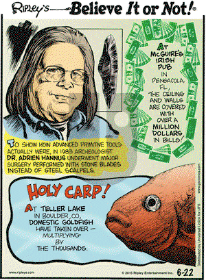 Ripley's Believe It or Not on Monday June 22, 2015 Comic Strip