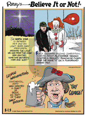 Ripley's Believe It or Not on Thursday August 13, 2020 Comic Strip