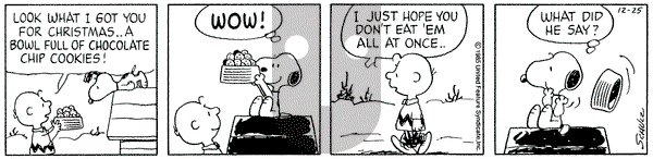 Peanuts on Wednesday December 25, 1985 Comic Strip