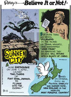 Ripley's Believe It or Not on Friday September 11, 2009 Comic Strip