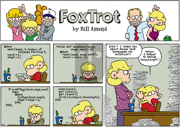 FoxTrot on Sunday September 23, 2001 Comic Strip