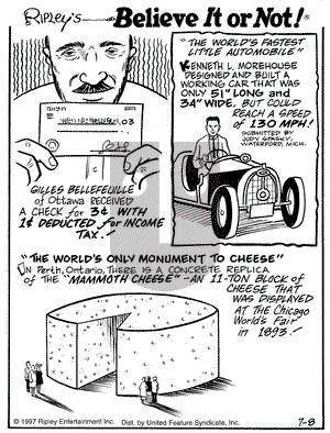 Ripley's Believe It or Not on Tuesday July 8, 1997 Comic Strip
