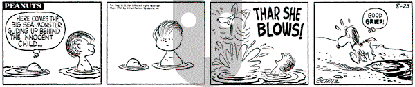 Peanuts on Friday August 23, 1957 Comic Strip