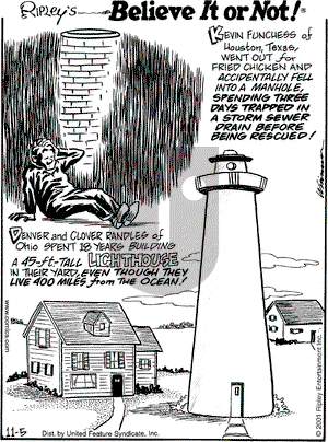 Ripley's Believe It or Not on Monday November 5, 2001 Comic Strip