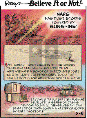 Ripley's Believe It or Not on Thursday May 6, 2021 Comic Strip