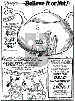 Ripley's Believe It or Not on Friday June 6, 2003 Comic Strip