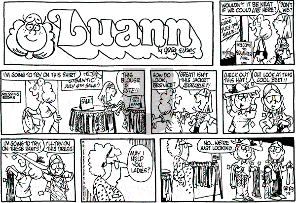 Luann on Sunday July 5, 1987 Comic Strip