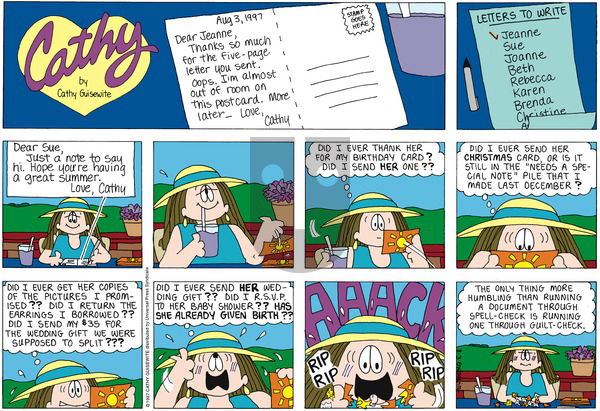 Cathy Classics on Sunday August 3, 1997 Comic Strip