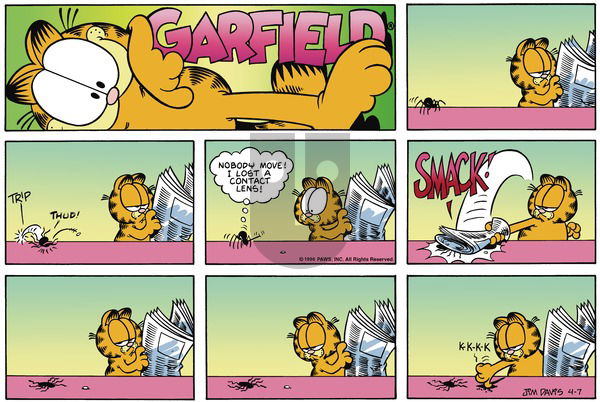 Garfield on Sunday April 7, 1996 Comic Strip