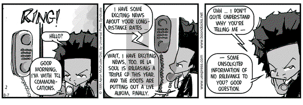 The Boondocks on Saturday August 7, 1999 Comic Strip