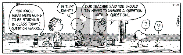 Peanuts on Thursday April 25, 1991 Comic Strip