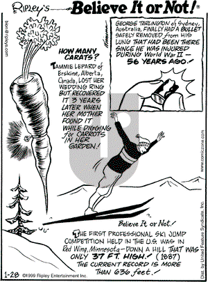 Ripley's Believe It or Not on Thursday January 28, 1999 Comic Strip