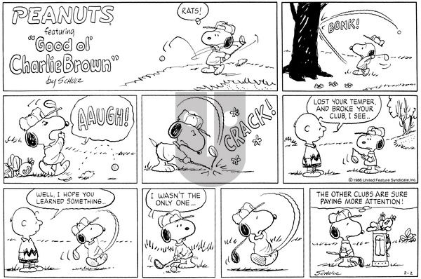 Peanuts on Sunday February 2, 1986 Comic Strip