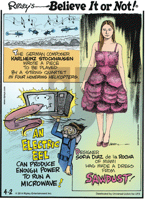 Ripley's Believe It or Not on Wednesday April 2, 2014 Comic Strip