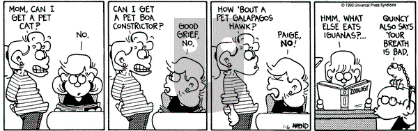 FoxTrot on Wednesday January 6, 1993 Comic Strip