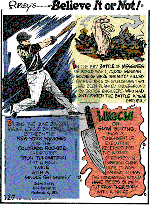 Ripley's Believe It or Not on Wednesday December 7, 2011 Comic Strip