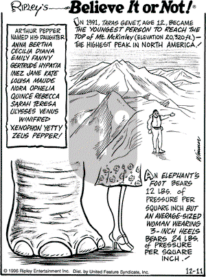 Ripley's Believe It or Not on Wednesday December 11, 1996 Comic Strip