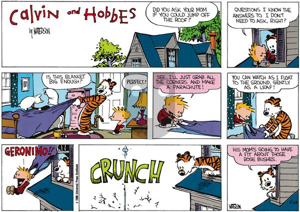 Calvin and Hobbes on Sunday March 30, 1986 Comic Strip