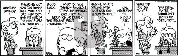 FoxTrot on Thursday June 25, 1992 Comic Strip