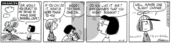 Peanuts on Tuesday April 13, 1976 Comic Strip