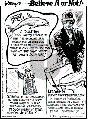 Ripley's Believe It or Not on Friday December 24, 2004 Comic Strip