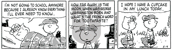 Peanuts on Tuesday May 4, 1993 Comic Strip