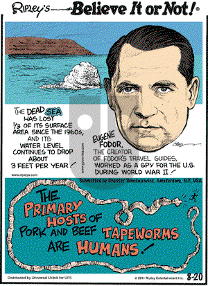 Ripley's Believe It or Not on Saturday August 20, 2011 Comic Strip