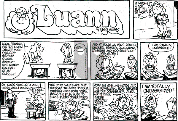 Luann on Sunday September 20, 1987 Comic Strip
