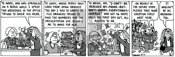 Cathy Classics on Wednesday August 14, 1996 Comic Strip
