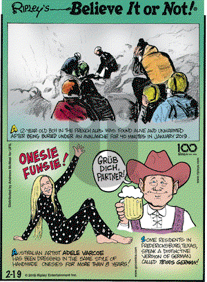 Ripley's Believe It or Not on Tuesday February 19, 2019 Comic Strip